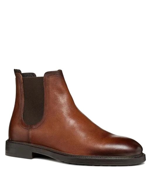 Geox Brown Leather Elastic-sided Boots for men
