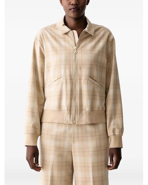 Mos Mosh Natural Mmkira Chels Check-Pattern Zip-Up Jacket
