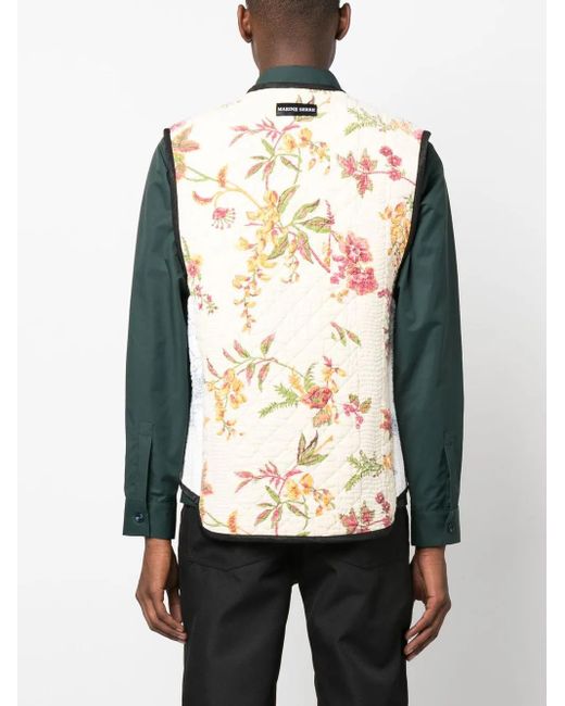 MARINE SERRE White Floral-Print Sleeveless Jacket for men