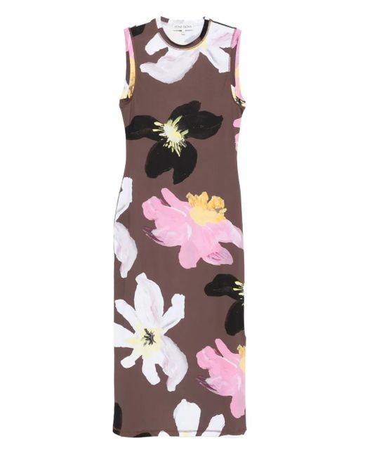 Stine Goya White Floral-Print Sleeveless Dress