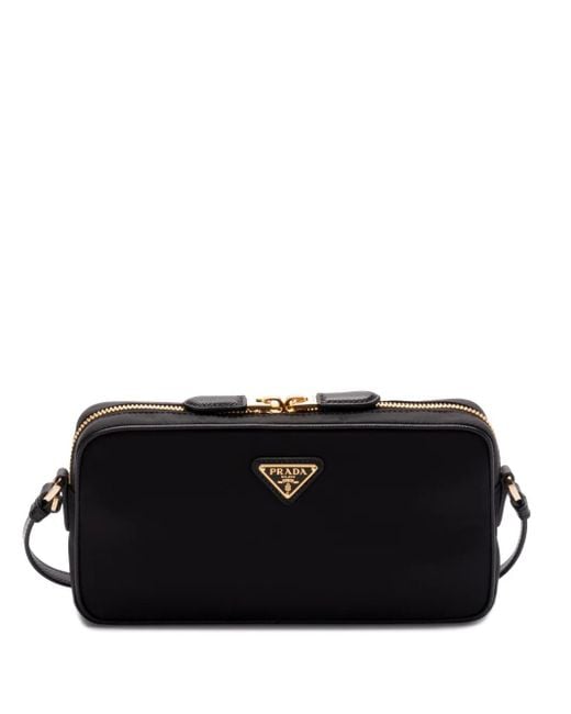 Prada Black Umhängetasche Mit Emailliertem Triangel-Detail