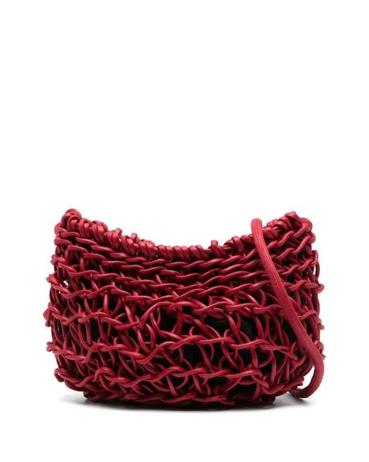 Alienina Red Cecilia Woven Shoulder Bag