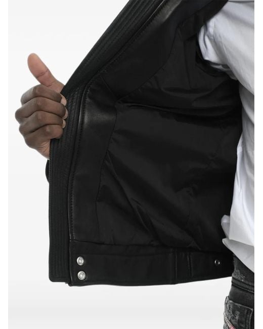 DIESEL Black Leather Jacket for men