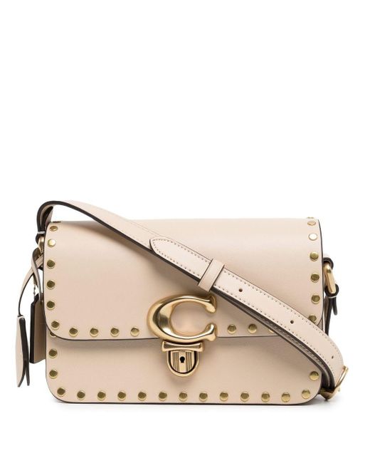 COACH Leather Studio Shoulder Bag 19 With Rivets in White (Natural) Lyst