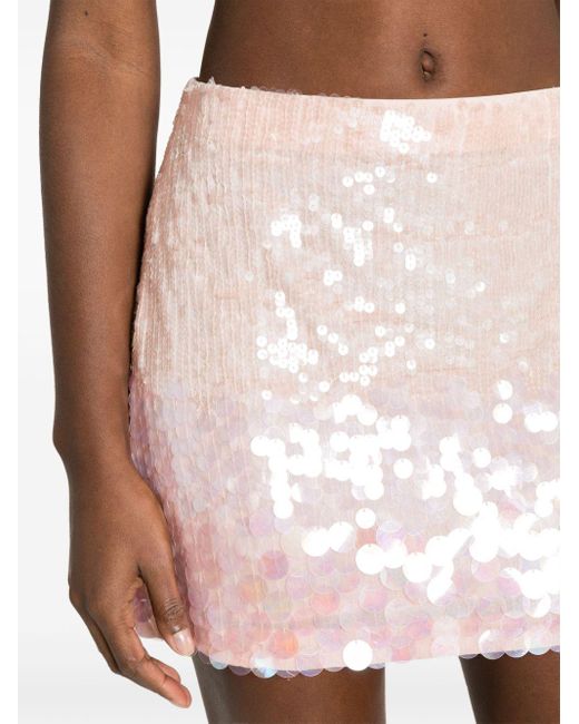 P.A.R.O.S.H. Pink Iridescent Sequin Mini Skirt