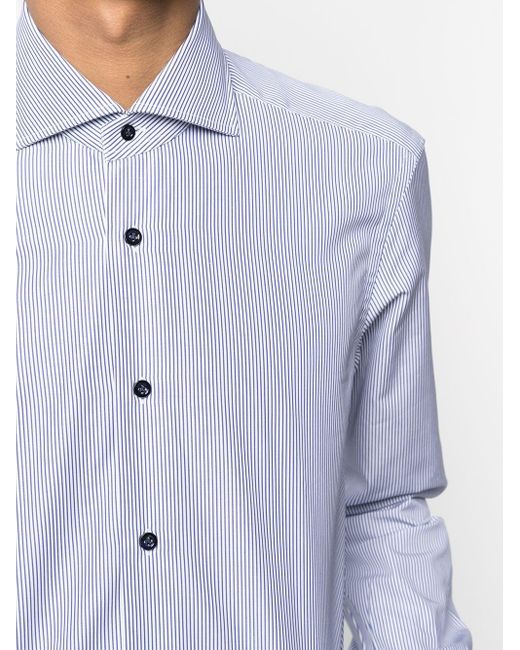 Mazzarelli Blue Stripe Print Shirt for men