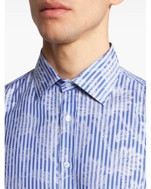 Etro Blue Striped Jacquard Shirt for men
