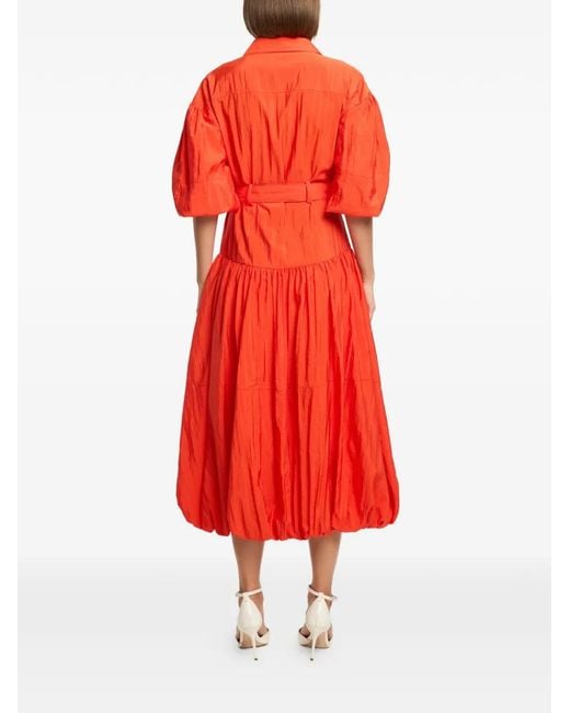 Cinq À Sept Red Daliah Belted Balloon-Sleeve Midi Dress