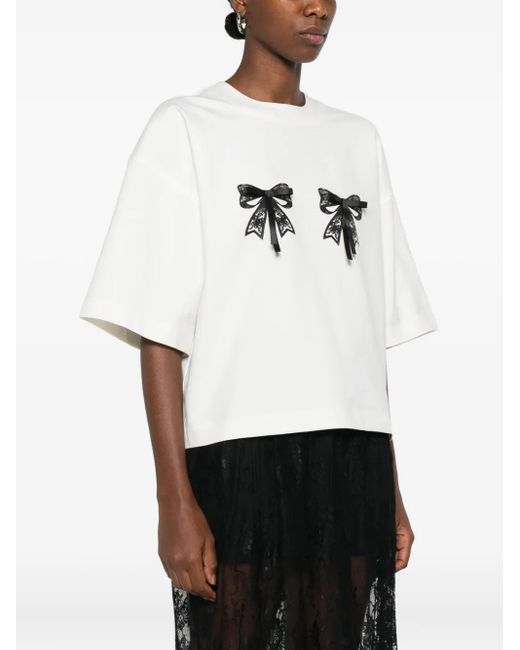 Hamza White Luna Lace-Bow T-Shirt