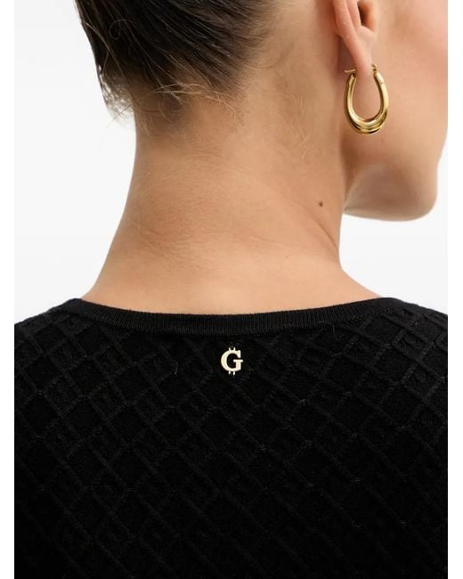 Guess Black Long-Sleeve Textured Dress