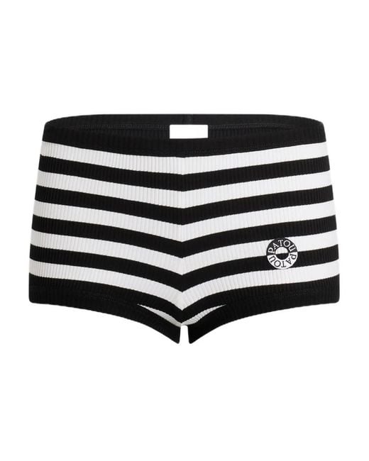 Patou Black Striped Ribbed Shorts