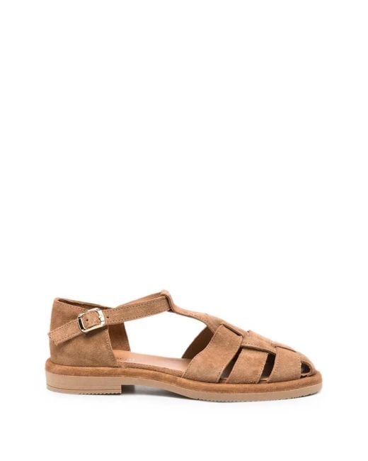 SERGIO MORETTI FIRENZE Brown Buckle-Fastening Cage Sandals