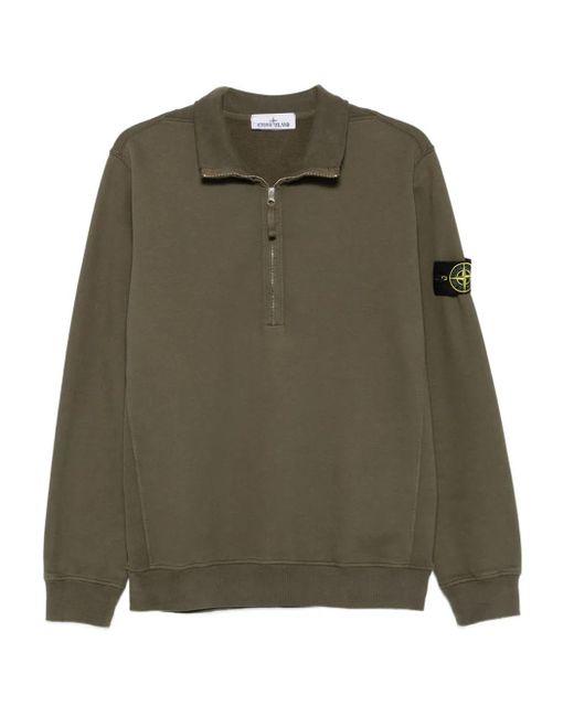 Maglione 6100028 Con Mezza Zip E Logo di Stone Island in Green da Uomo