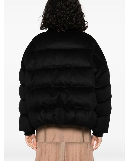 Soft Goat Black High-Neck Puffer Jacket
