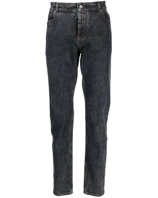 Vaqueros Rectos De Talle Medio Balmain de hombre de color Blue