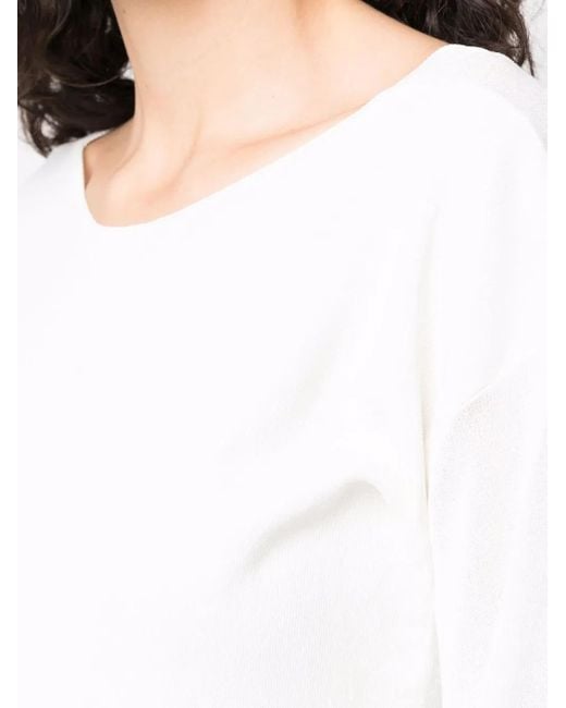 Malo White Fine-Knit Short-Sleeve Top