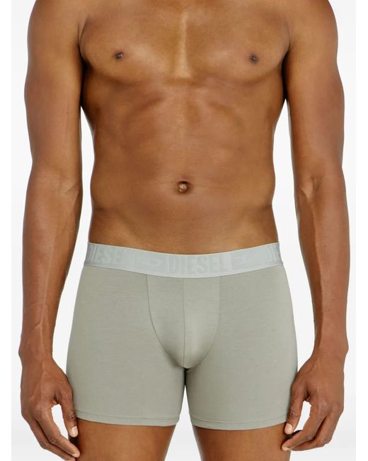 DIESEL Gray Lot De Trois Boxers En Coton À Taille Logo for men