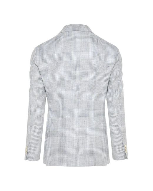 Lardini Gray Houndstooth Single-Breasted Blazer for men
