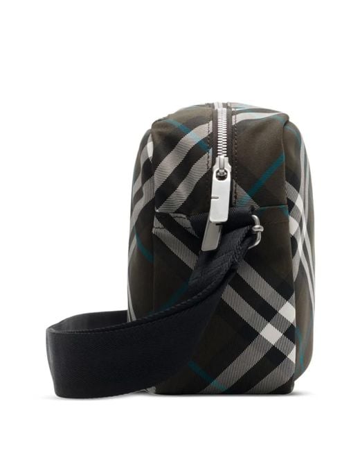 Burberry Black Essential Check Cross Body Bag for men