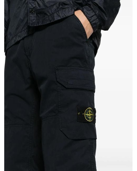 Stone Island Blue Compass-Patch Cargo Trousers for men