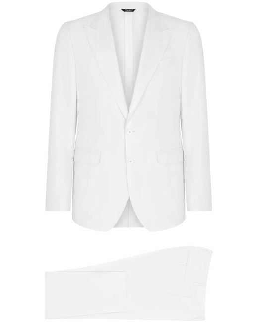 Dolce & Gabbana White Taormina-Fit Single-Breasted Suit for men