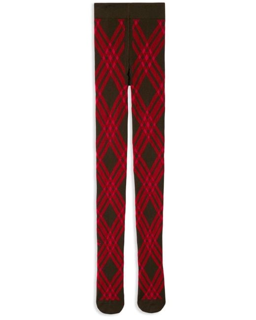 Burberry Red Check-pattern Tights
