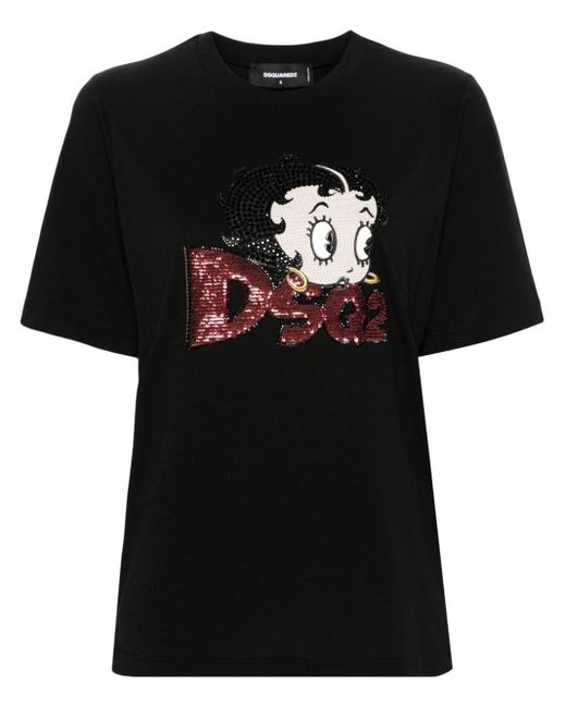 DSquared² X Betty Boop T-shirt in het Black