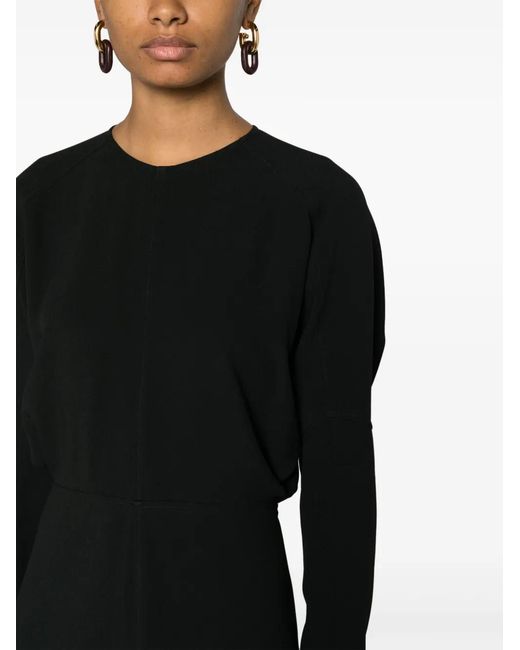 Victoria Beckham Black Draped Cady Midi Dress