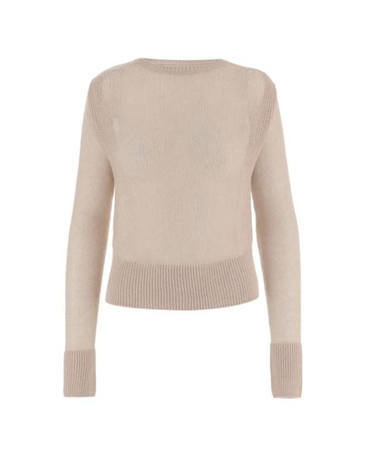 Sa Su Phi White Ribbed Crew-Neck Sweater