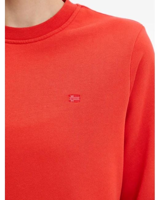 Napapijri Red Aurora Logo-Patch Ribbed-Trim Sweatshirt