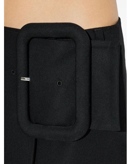 AMI Black Buckle Midi Skirt