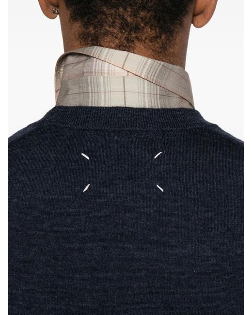 Maison Margiela Black Elbow-Patch Wool Sweater for men