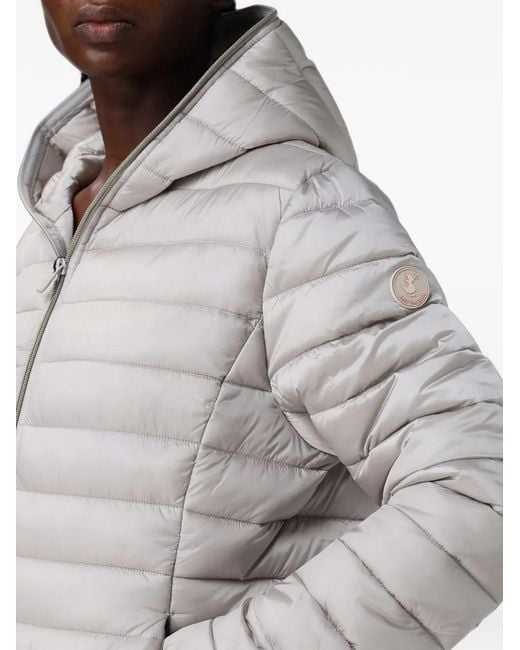 Save The Duck Gray Alexis Quilted Hooded Jacket