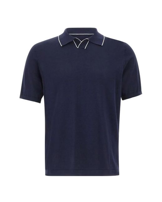 Kangra Blue Contrast-Trim Polo-Collar T-Shirt for men