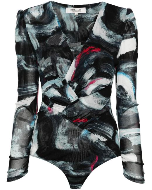 Diane von Furstenberg Black Costanza Mesh-Body
