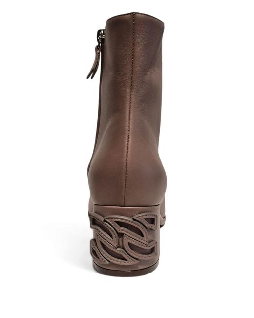 Casadei Brown 50mm Logo-plaque Boots