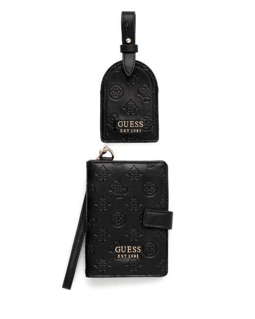 Guess Black Pass- Und Gepäckanhänger-Set Mit Logo-Prägung