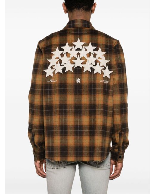Amiri Multicolor Star Leather Flannel Shirt for men