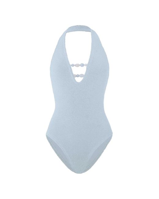 Hunza G Blue Maillot De Bain Adriana À Perles