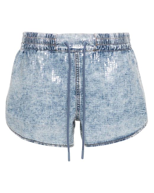 DIESEL Blue Sunny Check-pattern Denim Shorts