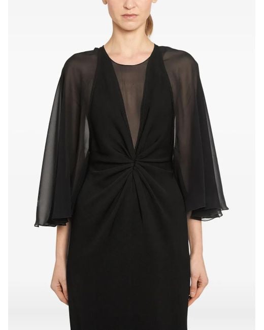 Vestido midi con mangas drapeadas Giambattista Valli de color Black