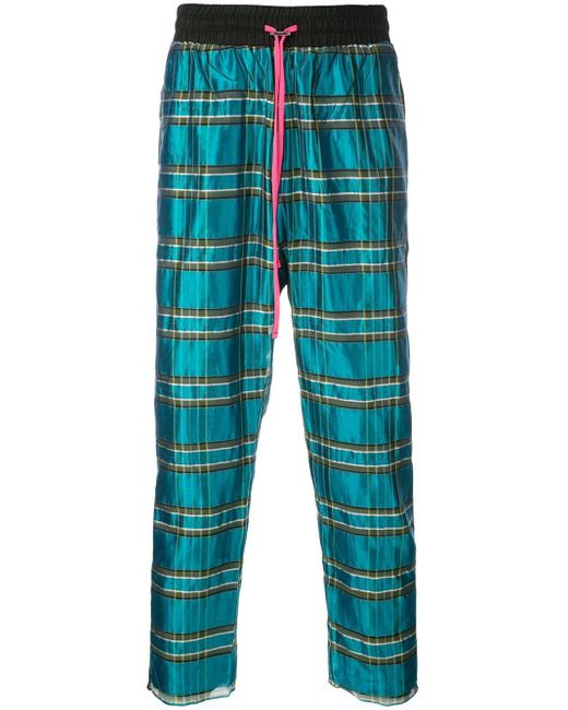 blue plaid track pants