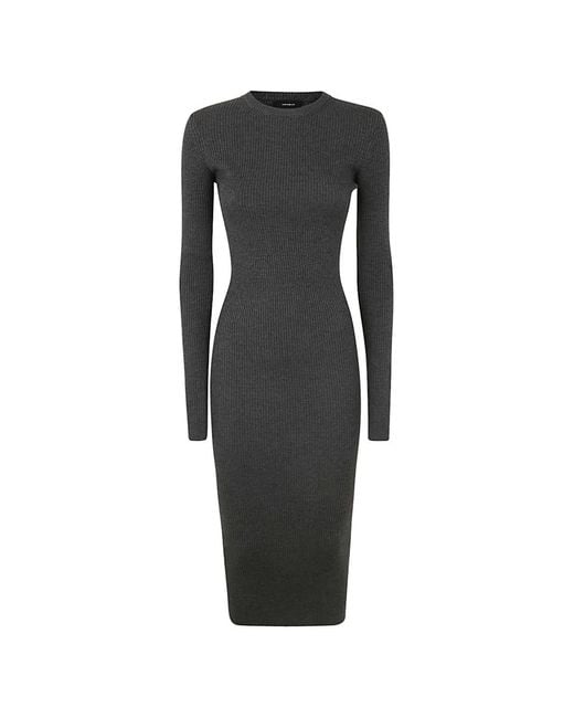 Wardrobe NYC Black Ribbed Long-Sleeve Maxi Dress