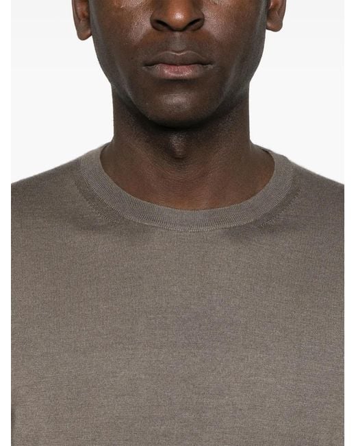 Fedeli Brown Fine-Knit Jumper for men