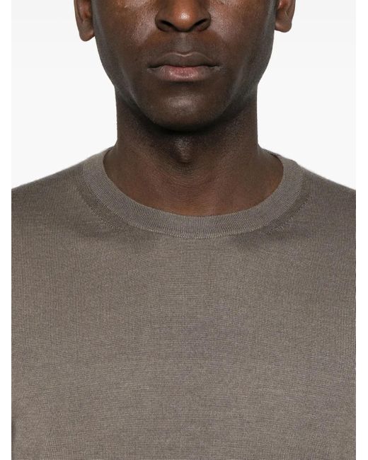 Fedeli Brown Fine-Knit Jumper for men