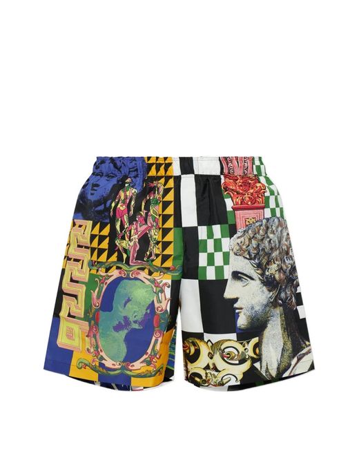 Versace Blue Printed Boardshorts for men