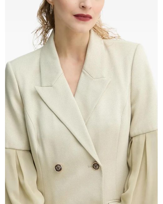 Bruuns Bazaar Natural Trudy Double-breasted Balloon-sleeve Mini Dress