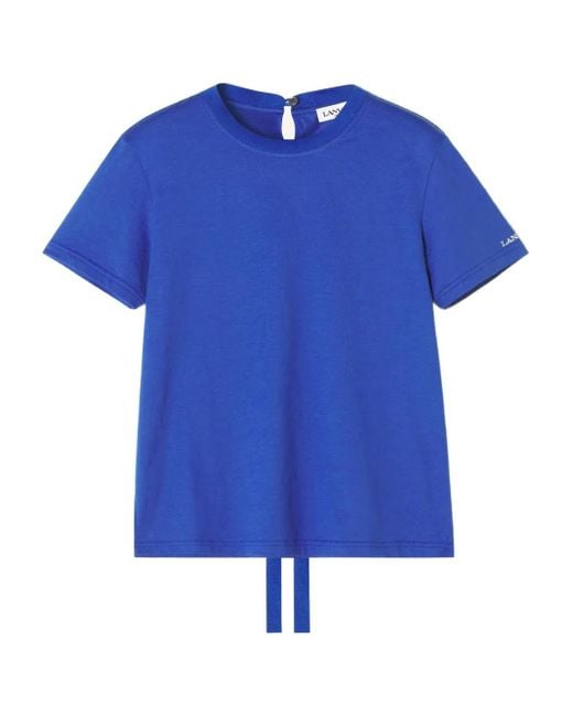 Lanvin Blue Tie-Detail Cotton T-Shirt