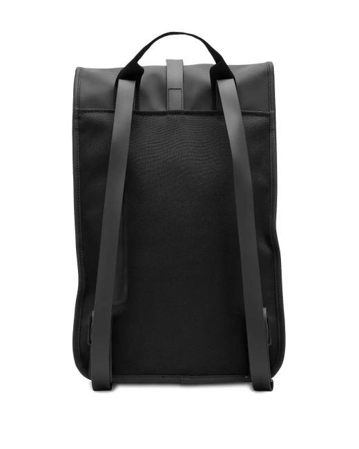 Rains Black Logo-Engraved Foldover-Top Backpack for men