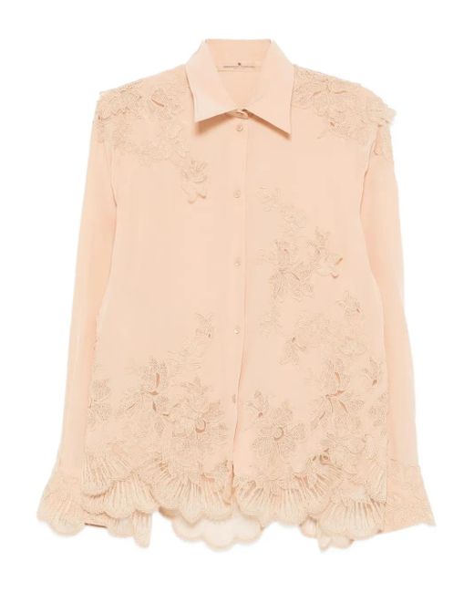 Ermanno Scervino Natural Floral Lace-Embellished Shirt